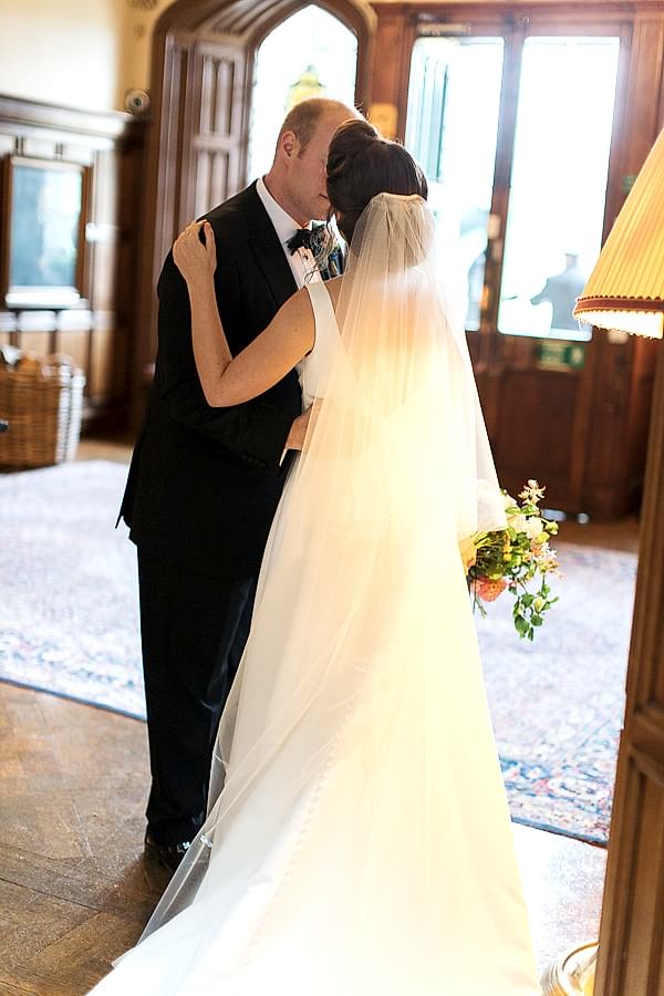 bride and groom kissing