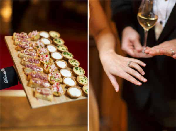canapies and bride showing her ring