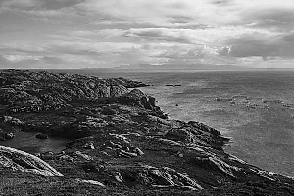 view over rocks and water at isle of harris