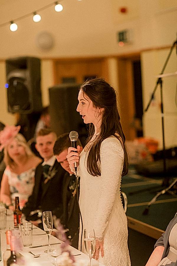 bride giving a wedding speech