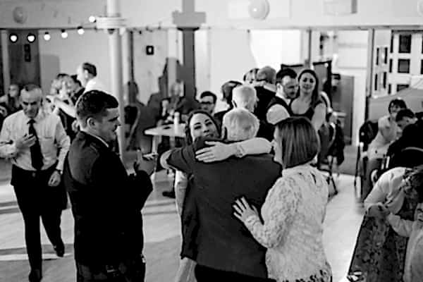 bride huging his grandad 