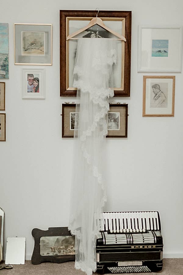 wedding veil hanging
