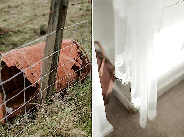 wedding dress and steel abrrel collage