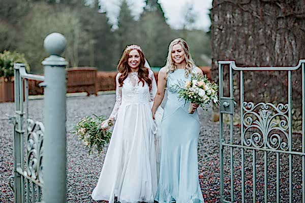 bride and sister at the wedding cromlix house 