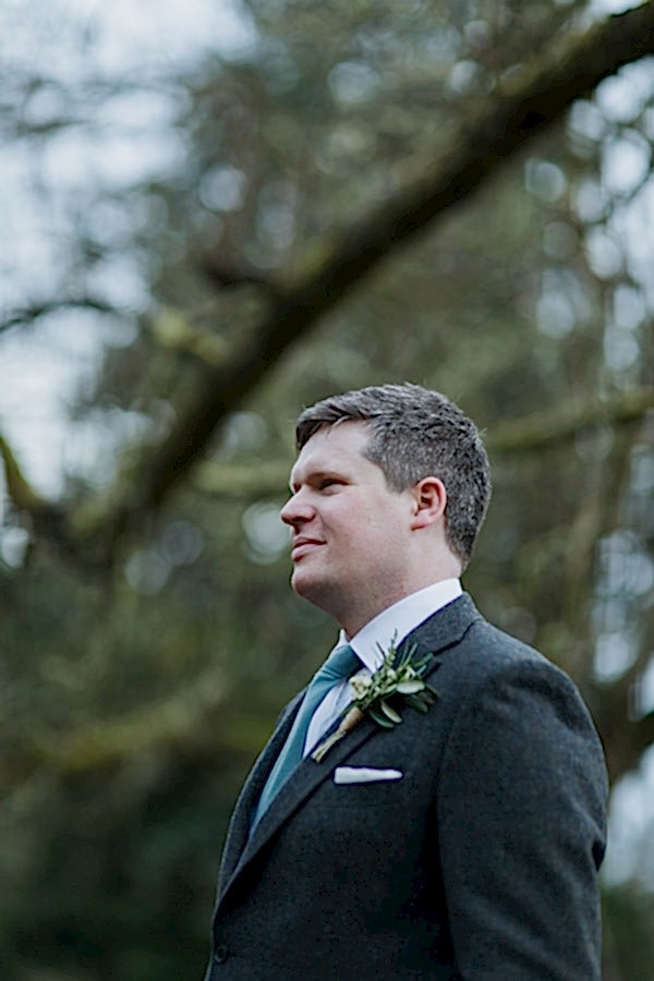 groom looking at the bride cromlix house 