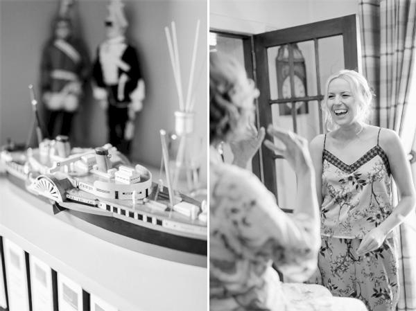 bride smiling at parents house