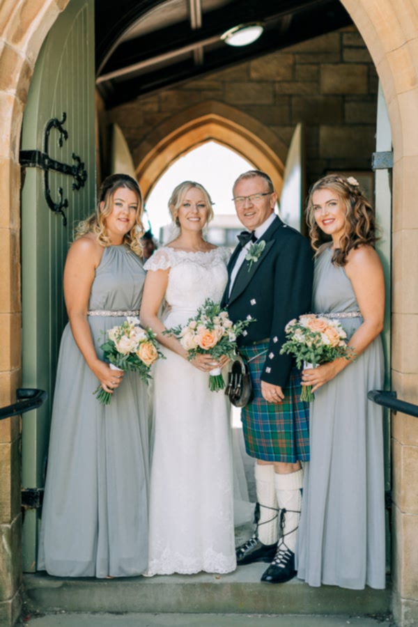 bridal party at the church in helensburgh