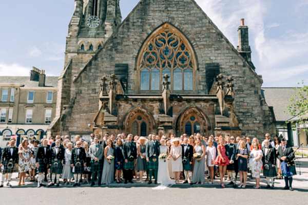 group shot outside of parish church in helensburgh