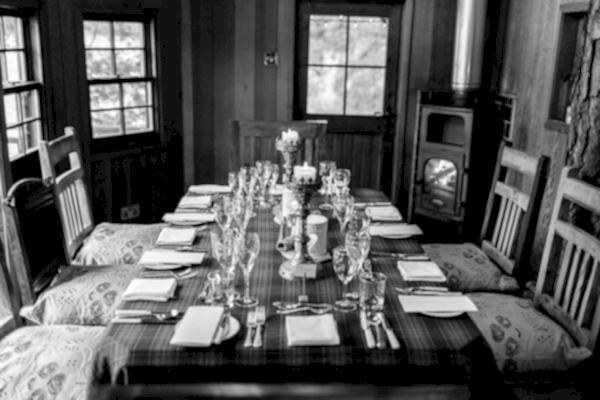 table set up for wedding at the tree house on the lodge on loch goil