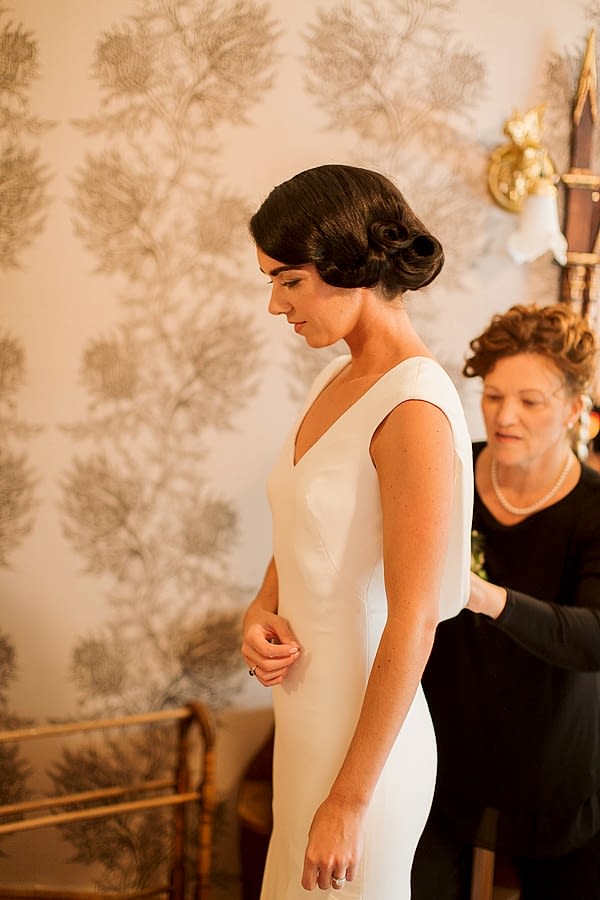 bride and mother during preparations at loch goil