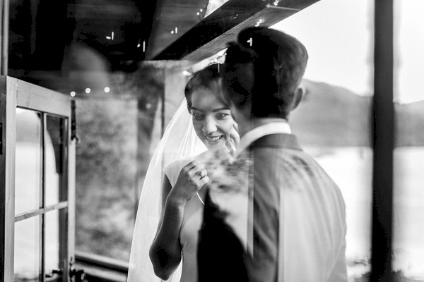bride and groom view from window loch goil