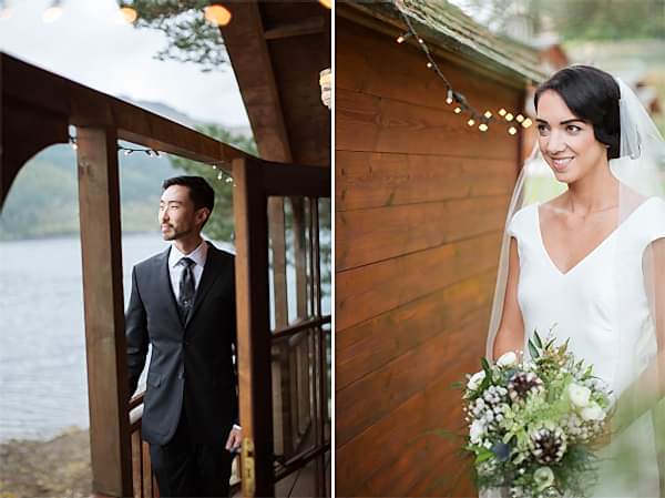 single portraits of groom and bride