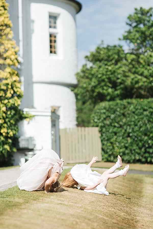 flower girls playing in the garden