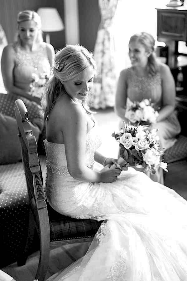 bride looking down on her dress