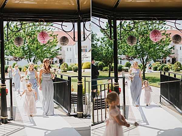 bridal party walking for ceremony