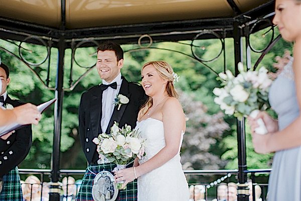 wedding ceremony in ayrshire bride and groom laughing