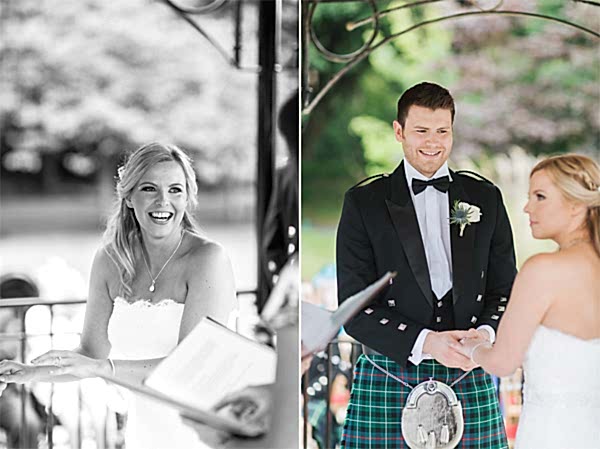 bride laughing , groom holding brides her hand