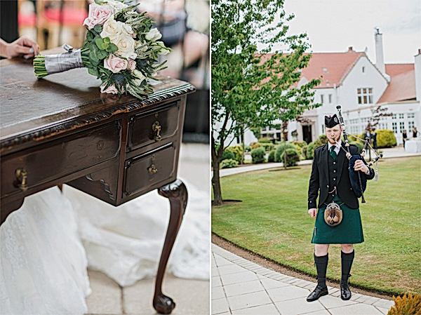 flower and piper at wedding in scotland