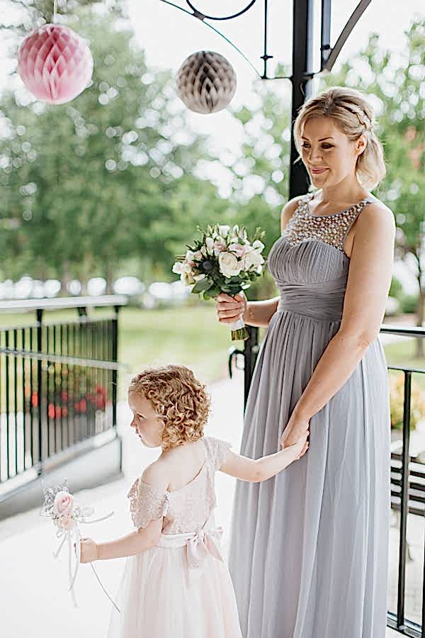bridesmate with flower girl