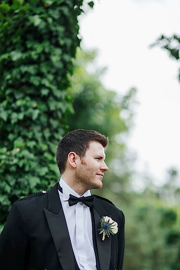 groom portrait at wedding in ayrshire