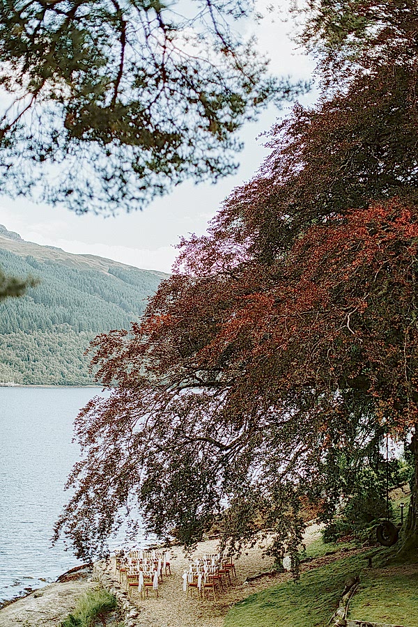 wedding cerremony setup with a view on loch goil 