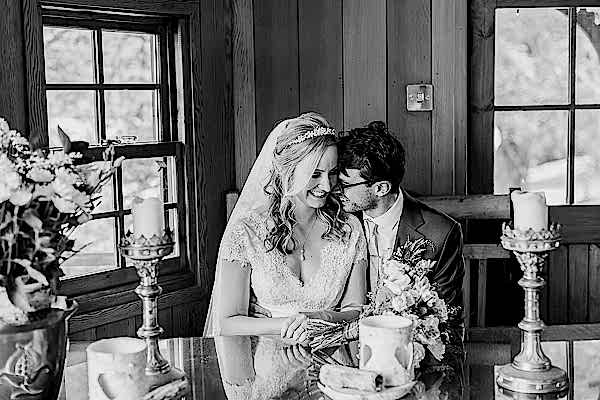 newlyweds laughing together the lodge on loch goil scotland