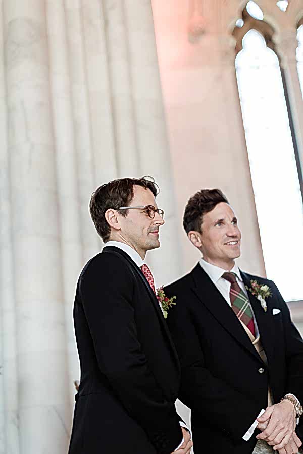 grooms waiting with best man at chapel in scotland