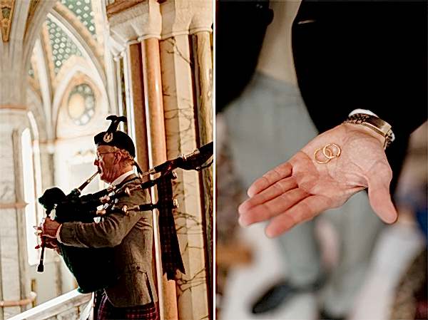scottish piper on wedding and rings