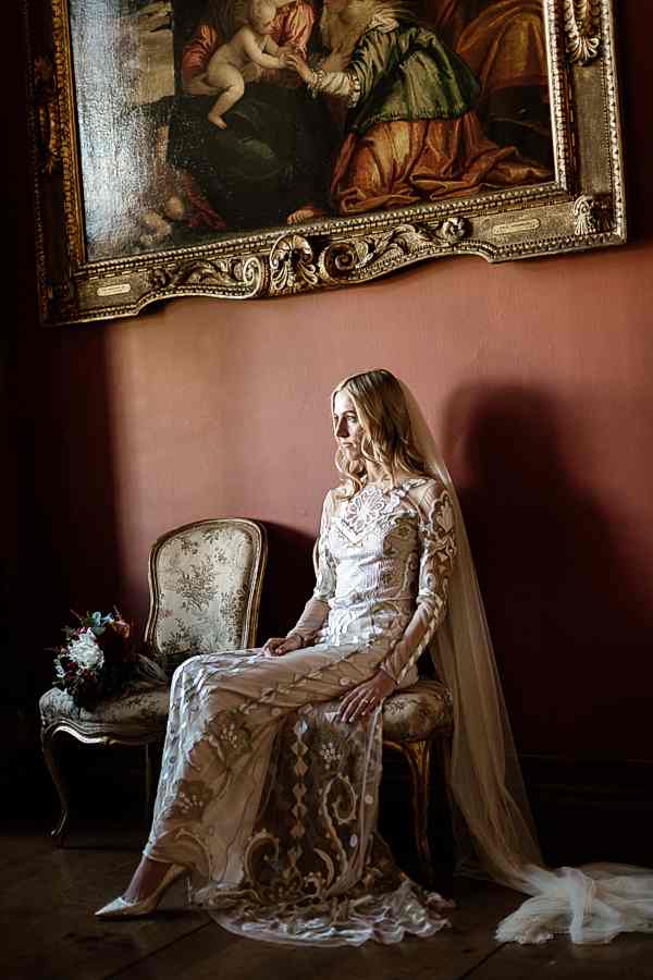 bride in drawing room at mount stuart on isle of bute