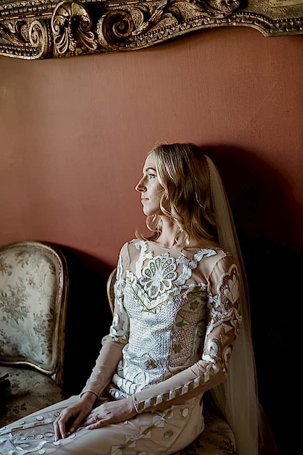portrait of a blond bride in oriental dress