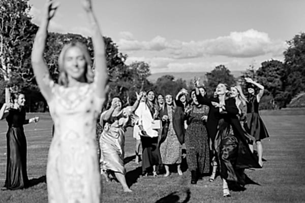 flowers tossing at wedding in scotland