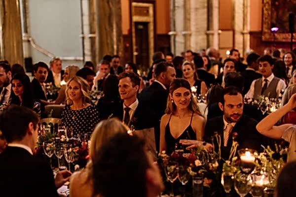 guests sitting at wedding reception