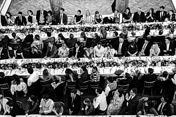 wedding reception in great hall view from top