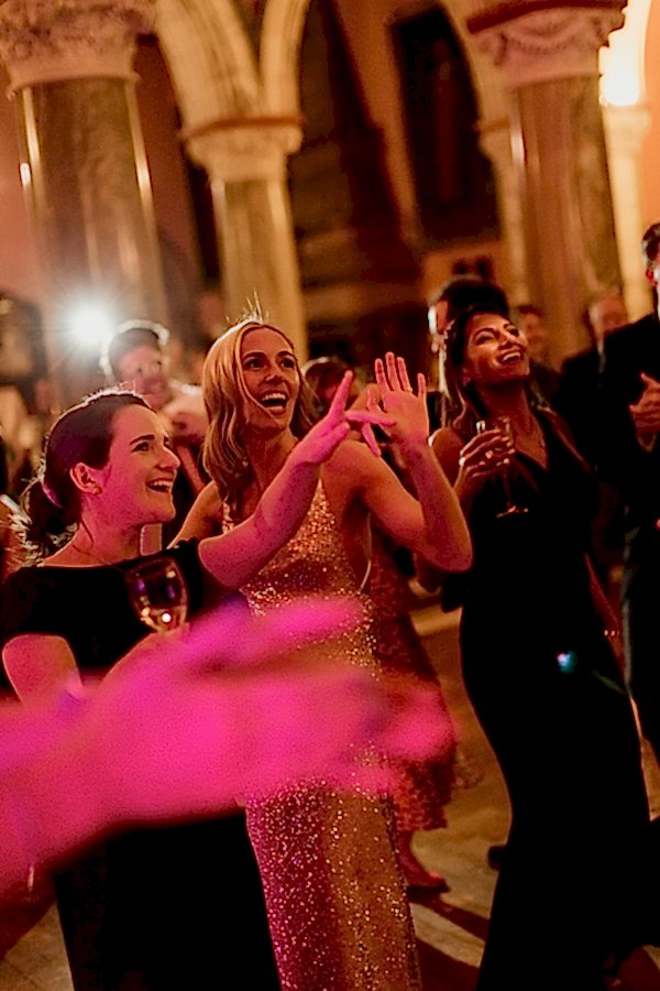 girls dancing at evening wedding reception