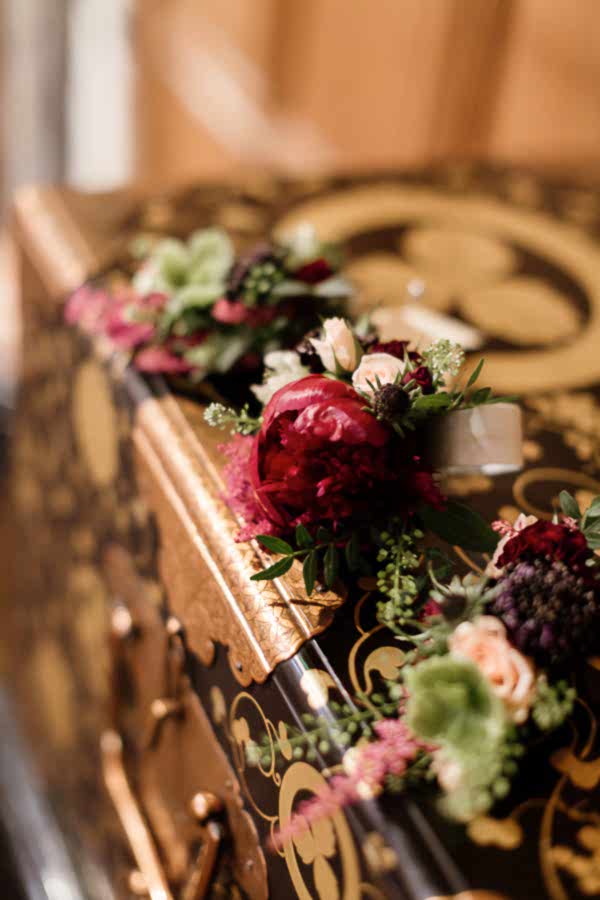 flowers on antique chest