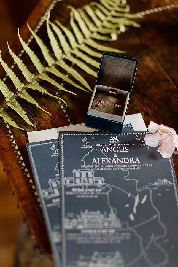 invitation to a wedding at mount stuart earings