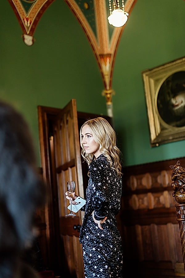 bride drinking champaign scotland