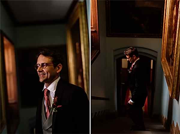groom laughing waiting for ceremony