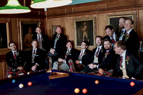 pool table with groomsmen wedding