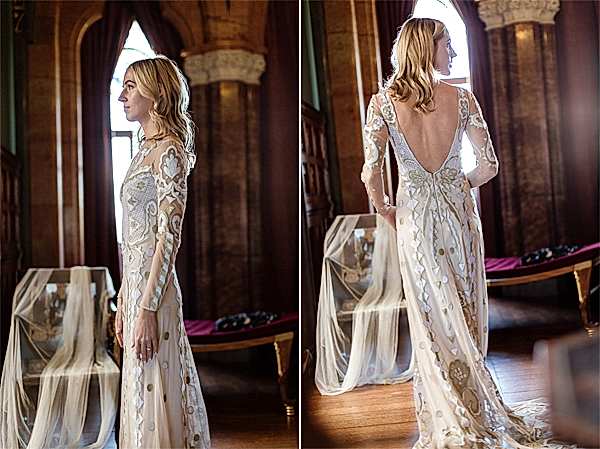 slim bride with blond hair in scotland
