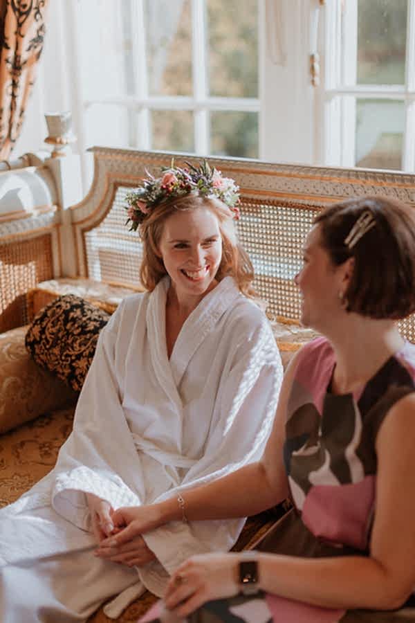 Bride and her best friend at Glenapp Castle Suite Ayrshire 