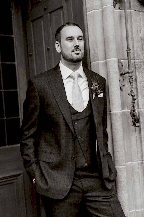 Groom outside of the Glenapp Castle 
