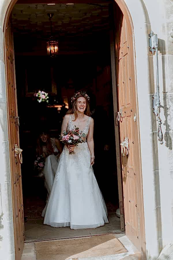 Bride seeing her father at Glenapp Castle Scotland