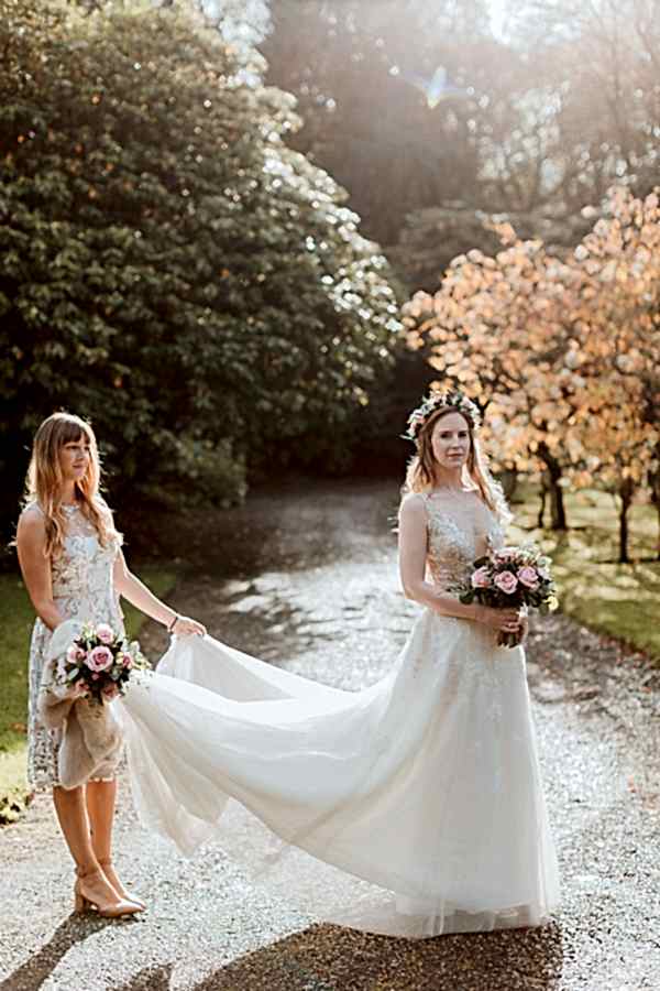 Bride and her sister just before ceremony at Glenapp Castle Ayrshire 