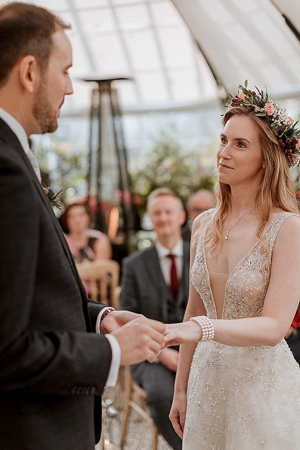 exchanging rings in the Glenapp Greenhouse Ayrshire