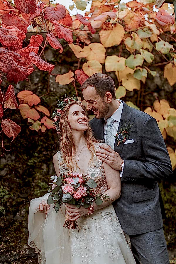 married couple at Glenapp Castle gardens 