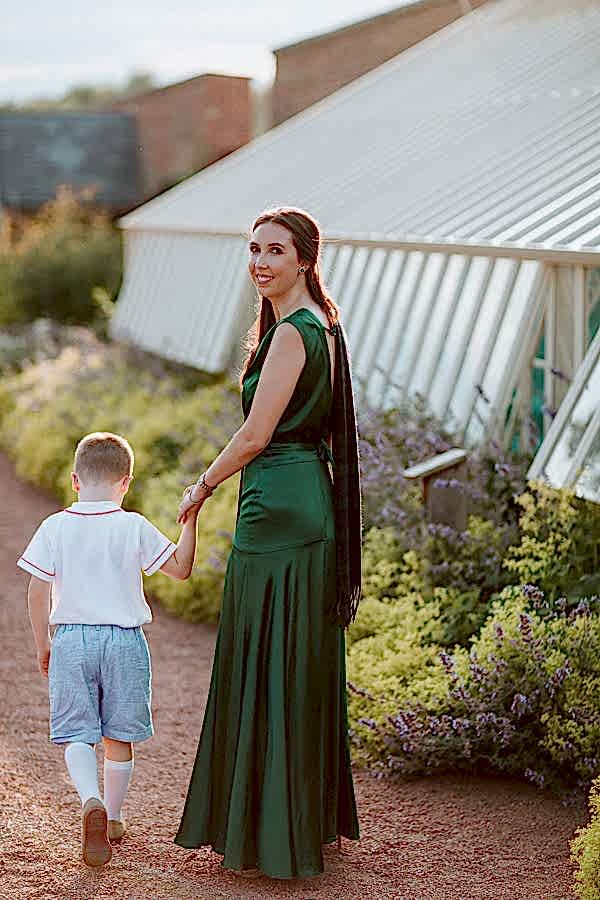 bride to be with page boy at dumfries house gardens