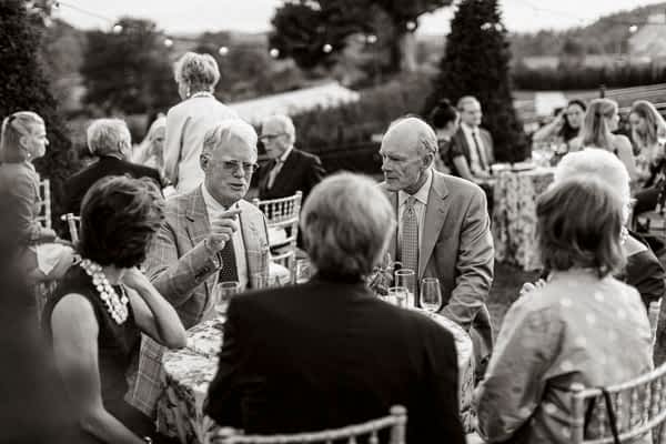wedding guests at welcome party at dumfries house
