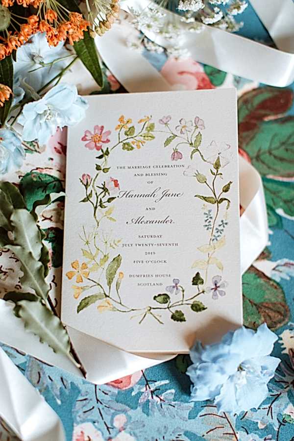 wedding invitation to dumfires house wedding scotland