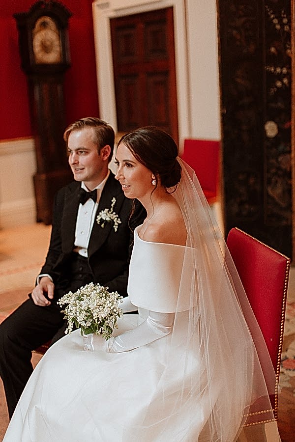 Dumfries House Wedding Photos fotogenic bride and groom sitted